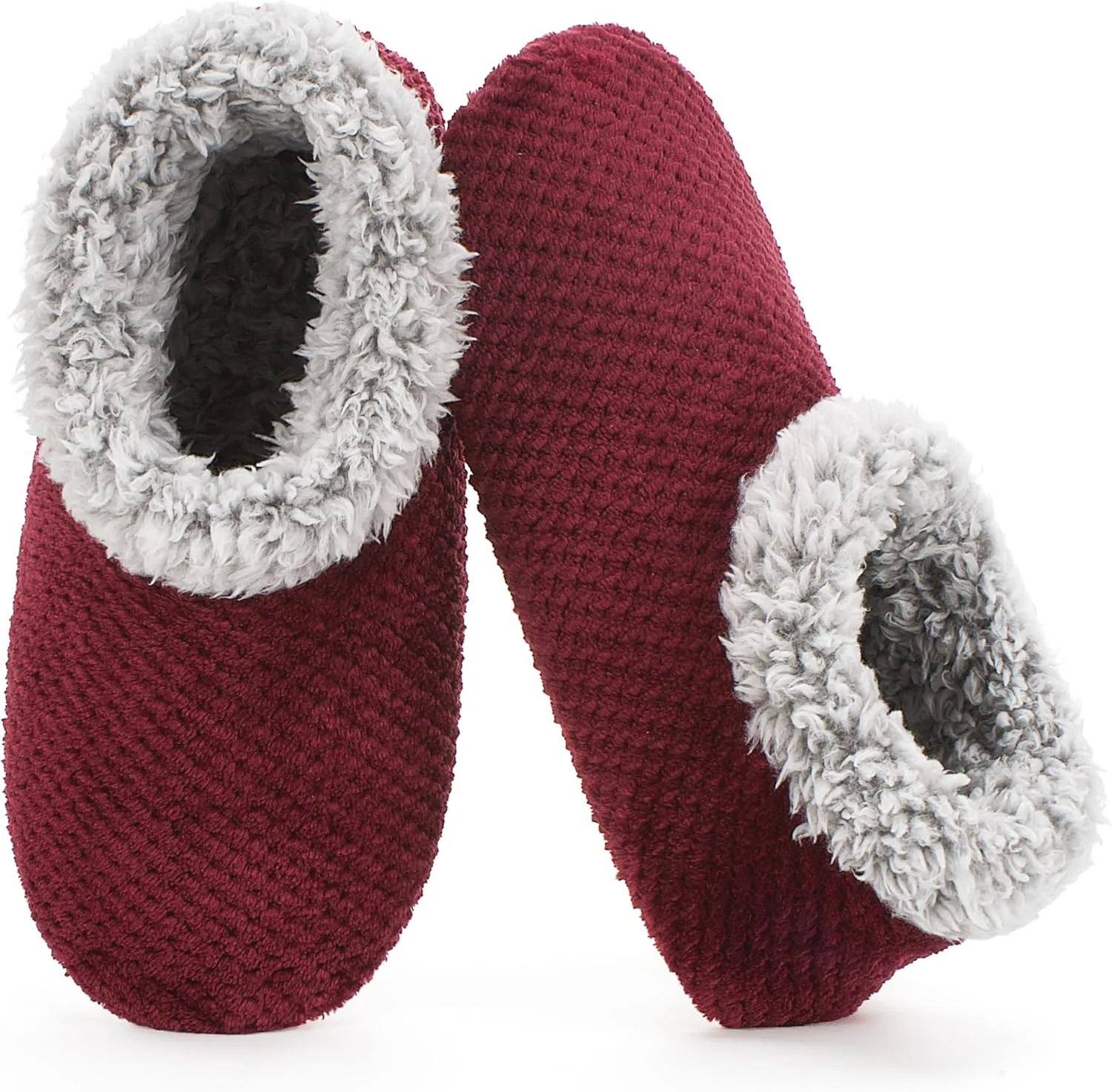 Soft Fuzzy Slippers for Women Indoor, Warm Furry House Sock Shoes Fluffy Lined, Bedroom Booties Non-Slip Gripper Soles, Winter Cozy Christmas Gifts