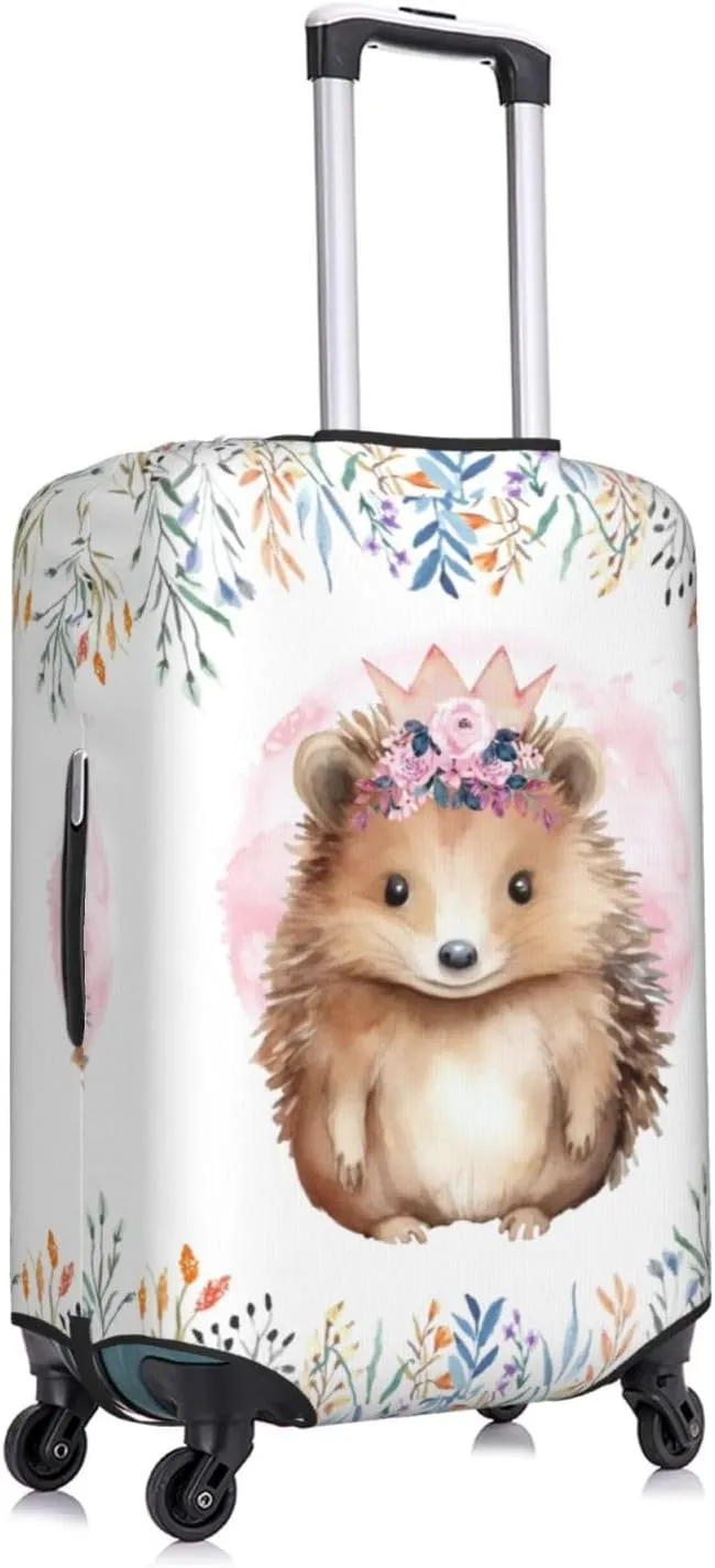 Spandex Travel Luggage Cover Printed Porcupine Flowers Double-Sided Suitcase Protector Bag,Dust-Proof Anti-Scratch Washable Suitcase Sleeve For Kid Adult,X-Large