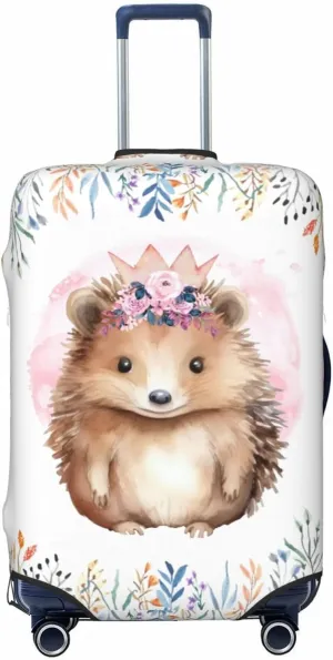Spandex Travel Luggage Cover Printed Porcupine Flowers Double-Sided Suitcase Protector Bag,Dust-Proof Anti-Scratch Washable Suitcase Sleeve For Kid Adult,X-Large