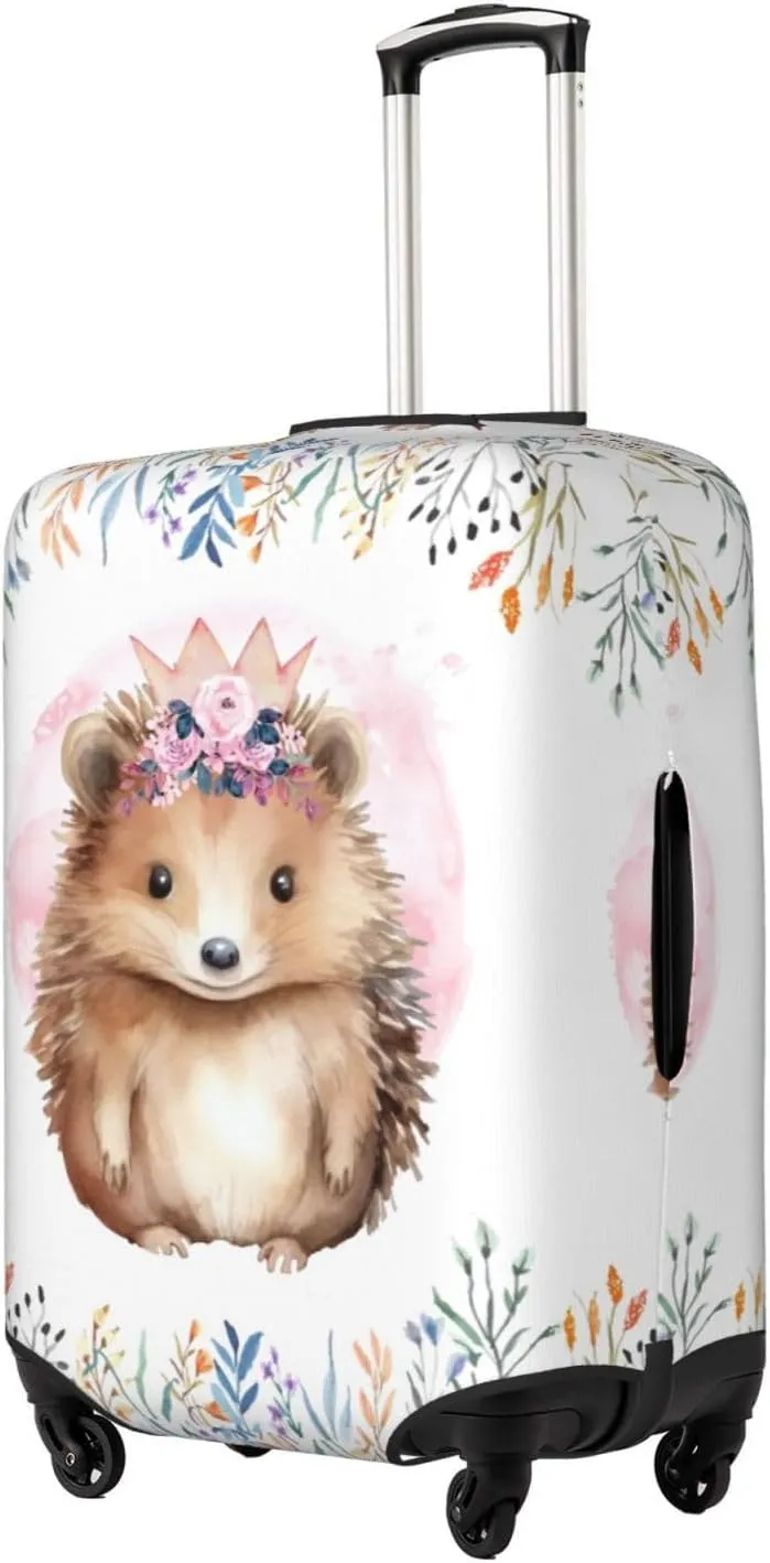 Spandex Travel Luggage Cover Printed Porcupine Flowers Double-Sided Suitcase Protector Bag,Dust-Proof Anti-Scratch Washable Suitcase Sleeve For Kid Adult,X-Large