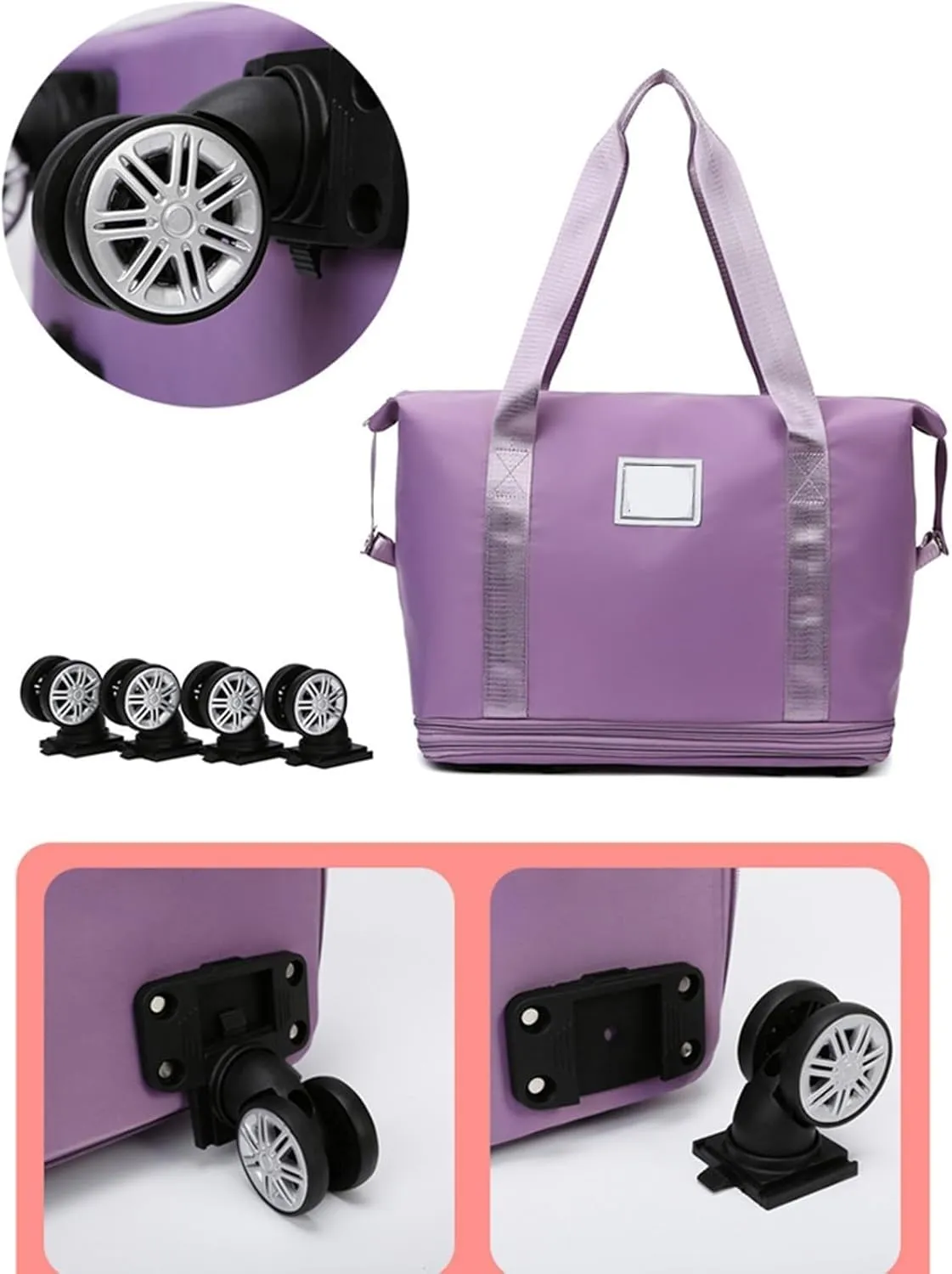 Sparkhomez Travel Bag with Wheels, Universal Wheeled Luggage for Business, 2025 New Large Capacity Bags Wheel Removable, Expandable Carry on Luggage Bags, Can Be Carried by Hand (Dark purple)