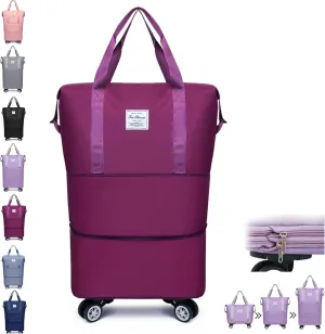 Sparkhomez Travel Bag with Wheels, Universal Wheeled Luggage for Business, 2025 New Large Capacity Bags Wheel Removable, Expandable Carry on Luggage Bags, Can Be Carried by Hand (Dark purple)
