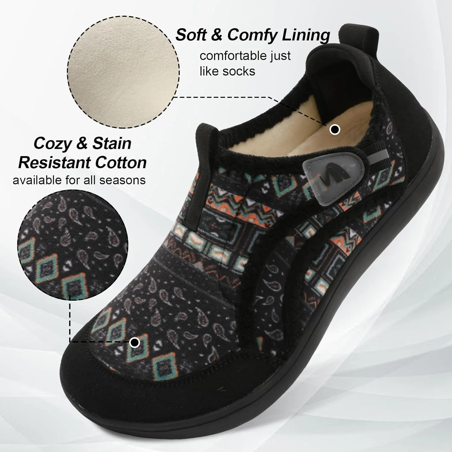 Spesoul Womens Slippers Adjustable Wide Diabetic Shoes Swollen Edema House Slipper Indoor Outdoor Slippers Barefoot House Shoes Cozy Walking Shoe for Bedroom Office Travel