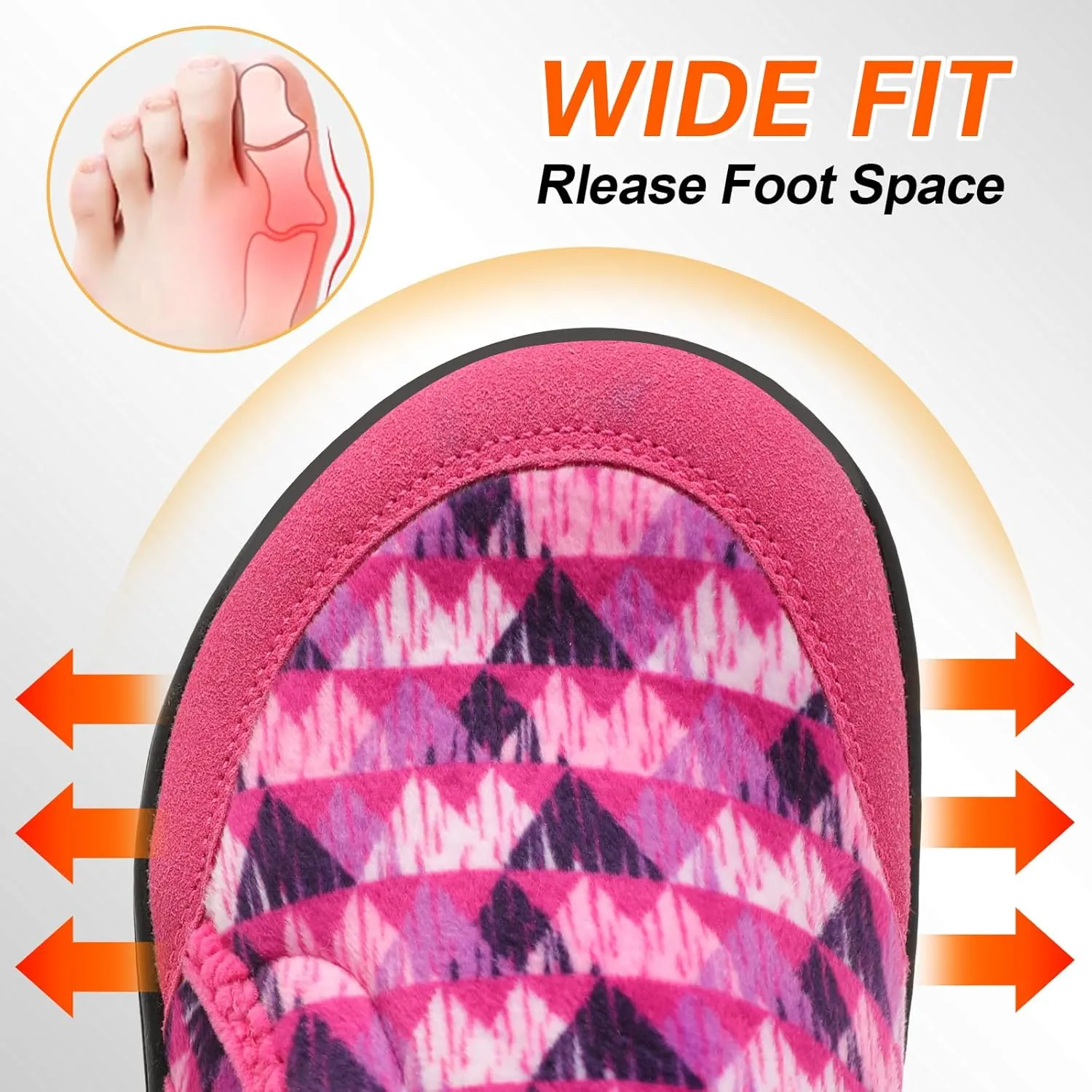 Spesoul Womens Slippers Adjustable Wide Diabetic Shoes Swollen Edema House Slipper Indoor Outdoor Slippers Barefoot House Shoes Cozy Walking Shoe for Bedroom Office Travel