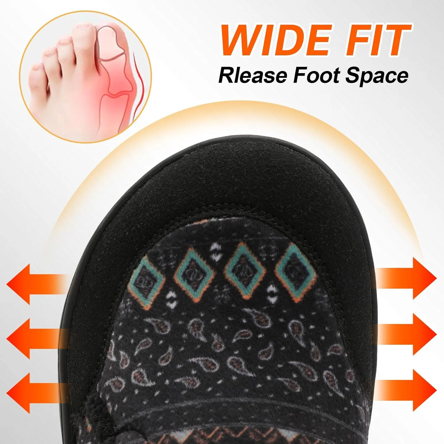 Spesoul Womens Slippers Adjustable Wide Diabetic Shoes Swollen Edema House Slipper Indoor Outdoor Slippers Barefoot House Shoes Cozy Walking Shoe for Bedroom Office Travel