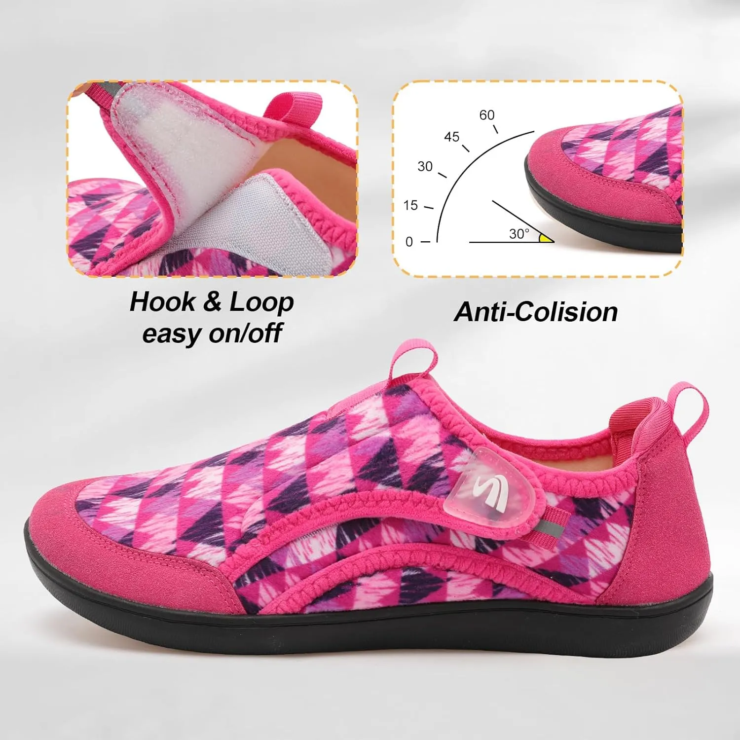 Spesoul Womens Slippers Adjustable Wide Diabetic Shoes Swollen Edema House Slipper Indoor Outdoor Slippers Barefoot House Shoes Cozy Walking Shoe for Bedroom Office Travel