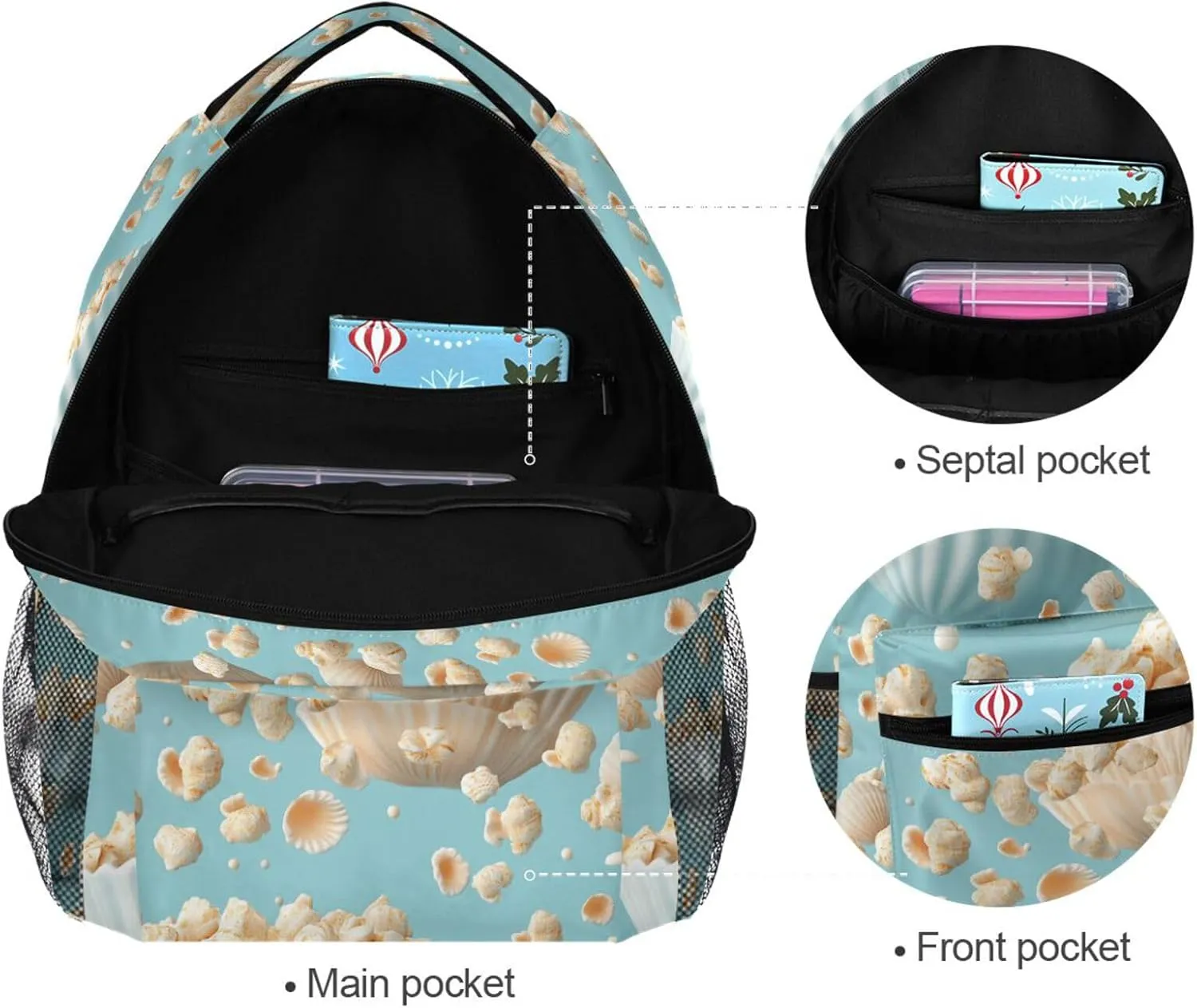 Sport Backpack for Men Women Waterproof Backpack With Water Bottle Pocket with Chest Strap for College Work Instant Oatmeal Italian Style