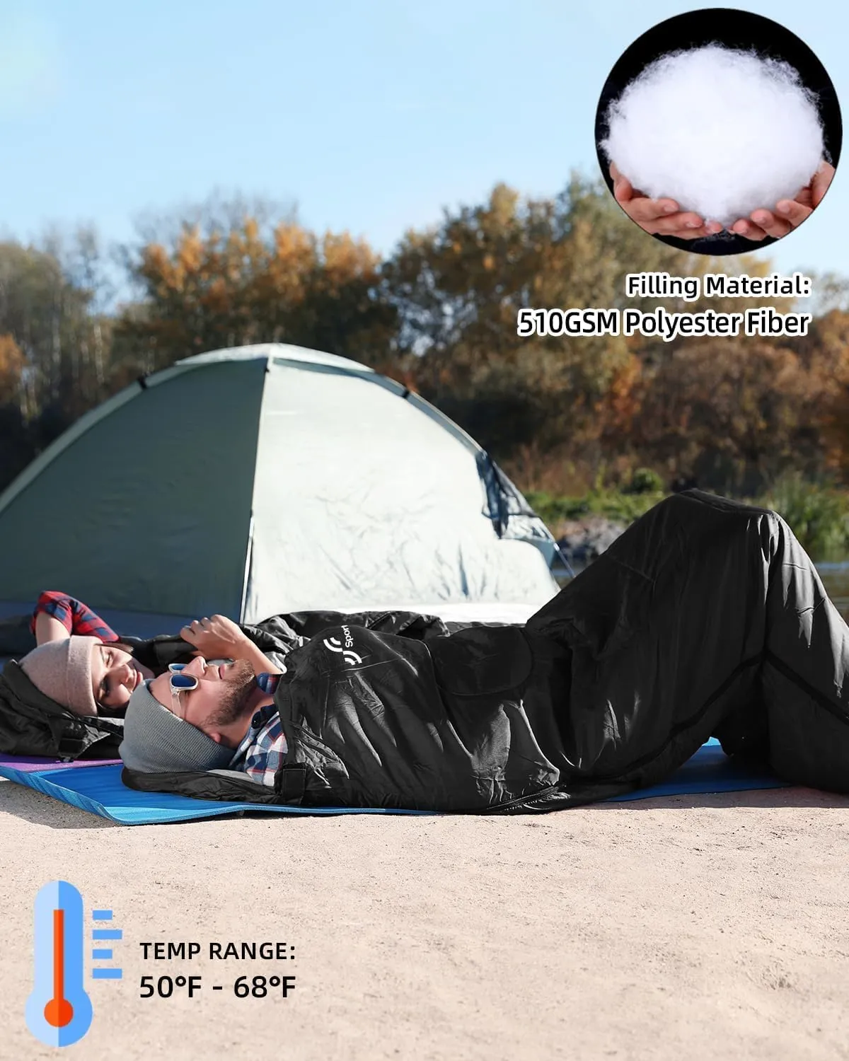 Sportneer Sleeping Bags for Adults, Warm & Cold Weather Sleeping Bag for Adults Kids Boys Girls - Lightweight Compact Camping Gear Equipment, Traveling, Backpacking, Hiking