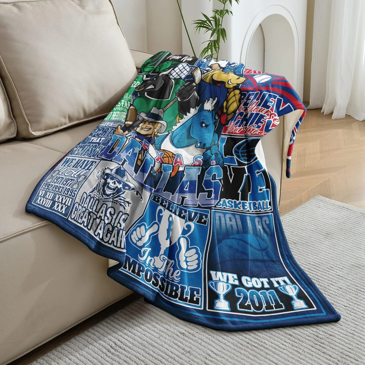 Sports and Outdoors Team Gifts for Men Women, Four Sports Blanket for Player, Football Baseball Hockey Basketball Throw for Teen Boys Girls 60"x50"