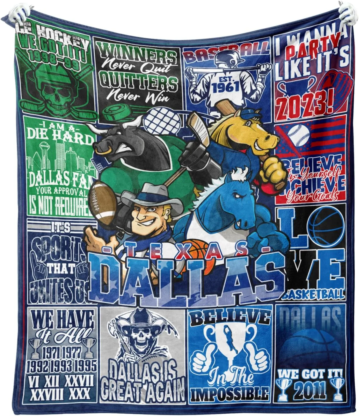 Sports and Outdoors Team Gifts for Men Women, Four Sports Blanket for Player, Football Baseball Hockey Basketball Throw for Teen Boys Girls 60"x50"