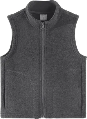 Spring&Gege Boys Full Zip Polar Fleece Vest Sleeveless Outwear Warm Jacket with Pockets (3-12 Years)