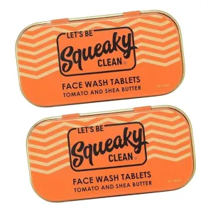 Squeaky Clean Mini Soaps for Face Wash - 30 Round Tablets each Tin | Face Wash Tablets Suitable for All Skin Types | Gentle Face Cleanser & Deep Cleansing Formula | Daily Uses - Pack of 2 (Tomato)