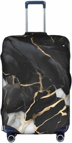 SSIMOO Light Black Marble 1 Stylish Luggage Cover,Experience Of Style And Functionality,Perfect Travel Companion