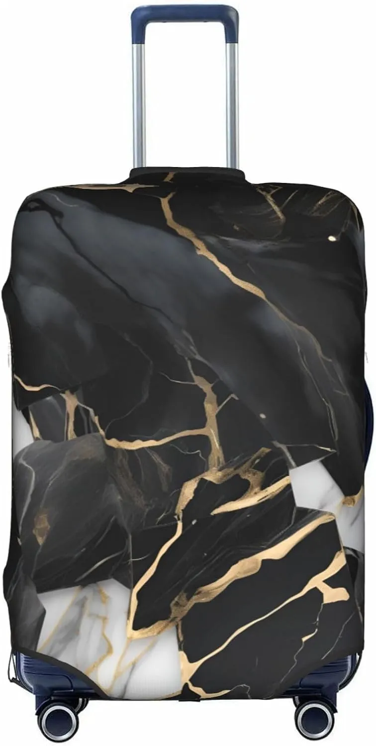 SSIMOO Light Black Marble 1 Stylish Luggage Cover,Experience Of Style And Functionality,Perfect Travel Companion
