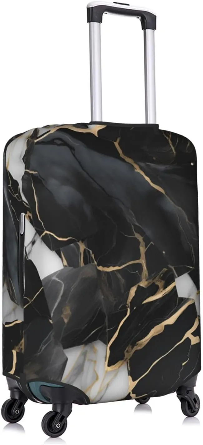 SSIMOO Light Black Marble 1 Stylish Luggage Cover,Experience Of Style And Functionality,Perfect Travel Companion