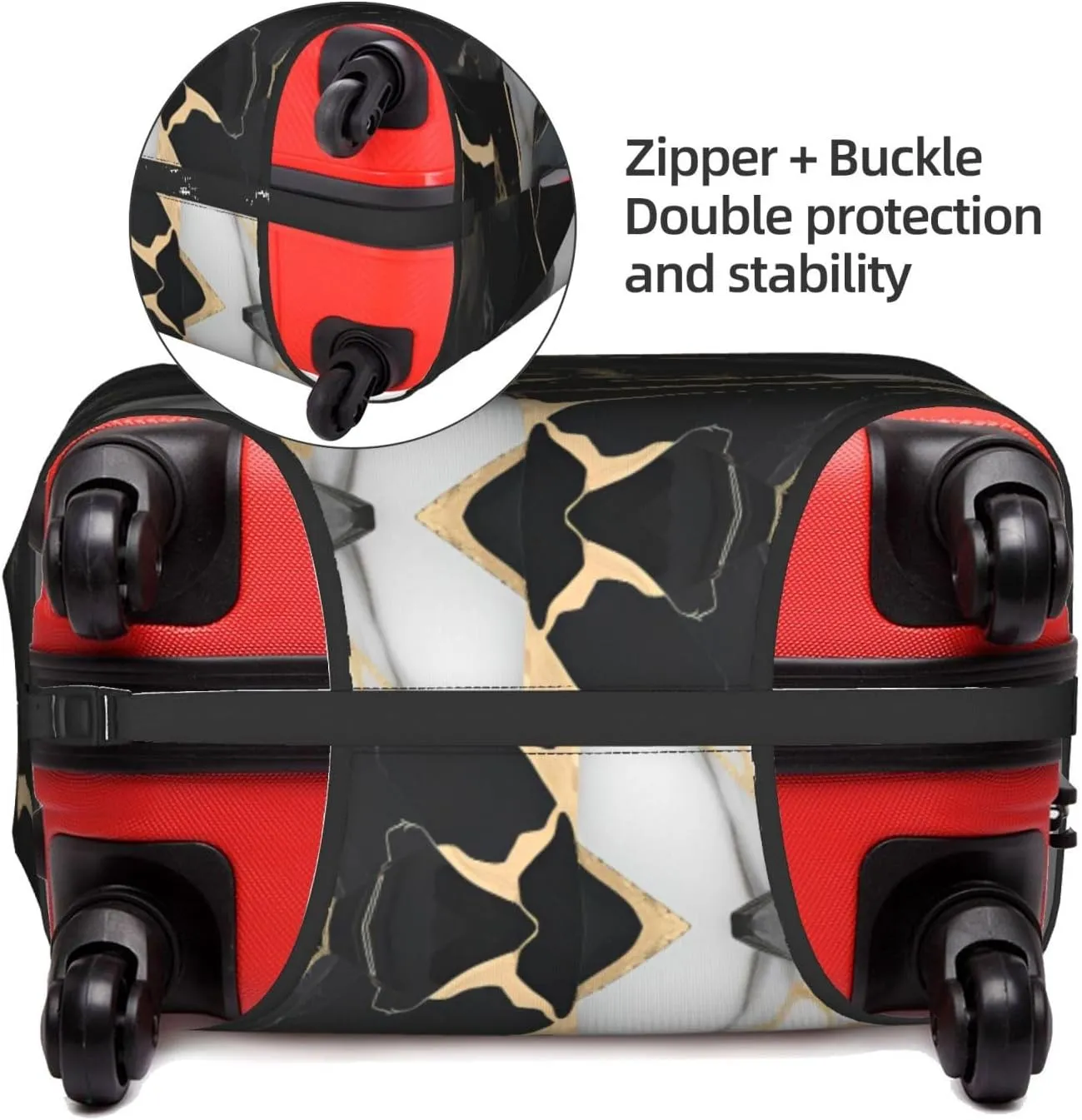 SSIMOO Light Black Marble 1 Stylish Luggage Cover,Experience Of Style And Functionality,Perfect Travel Companion