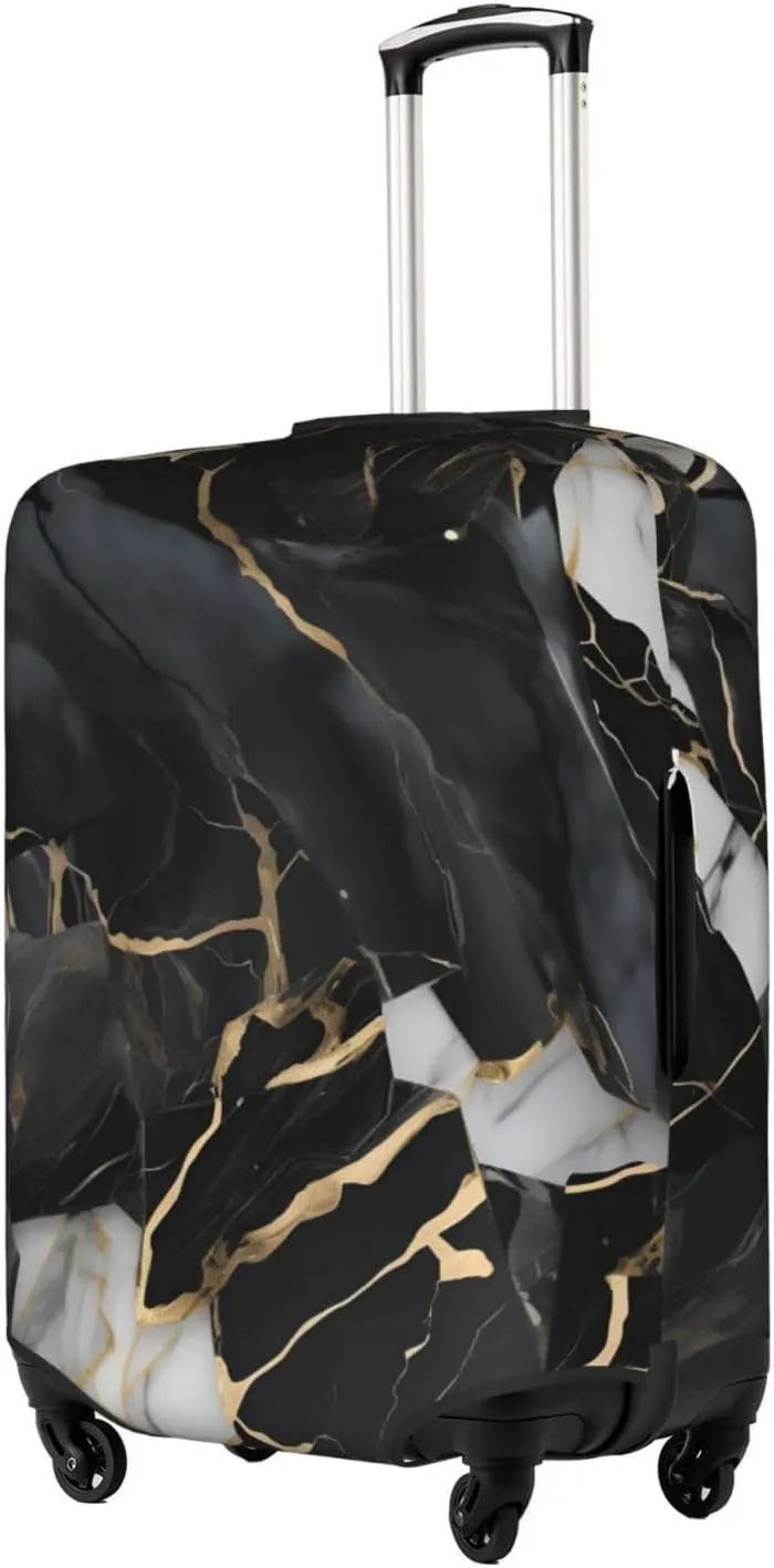 SSIMOO Light Black Marble 1 Stylish Luggage Cover,Experience Of Style And Functionality,Perfect Travel Companion
