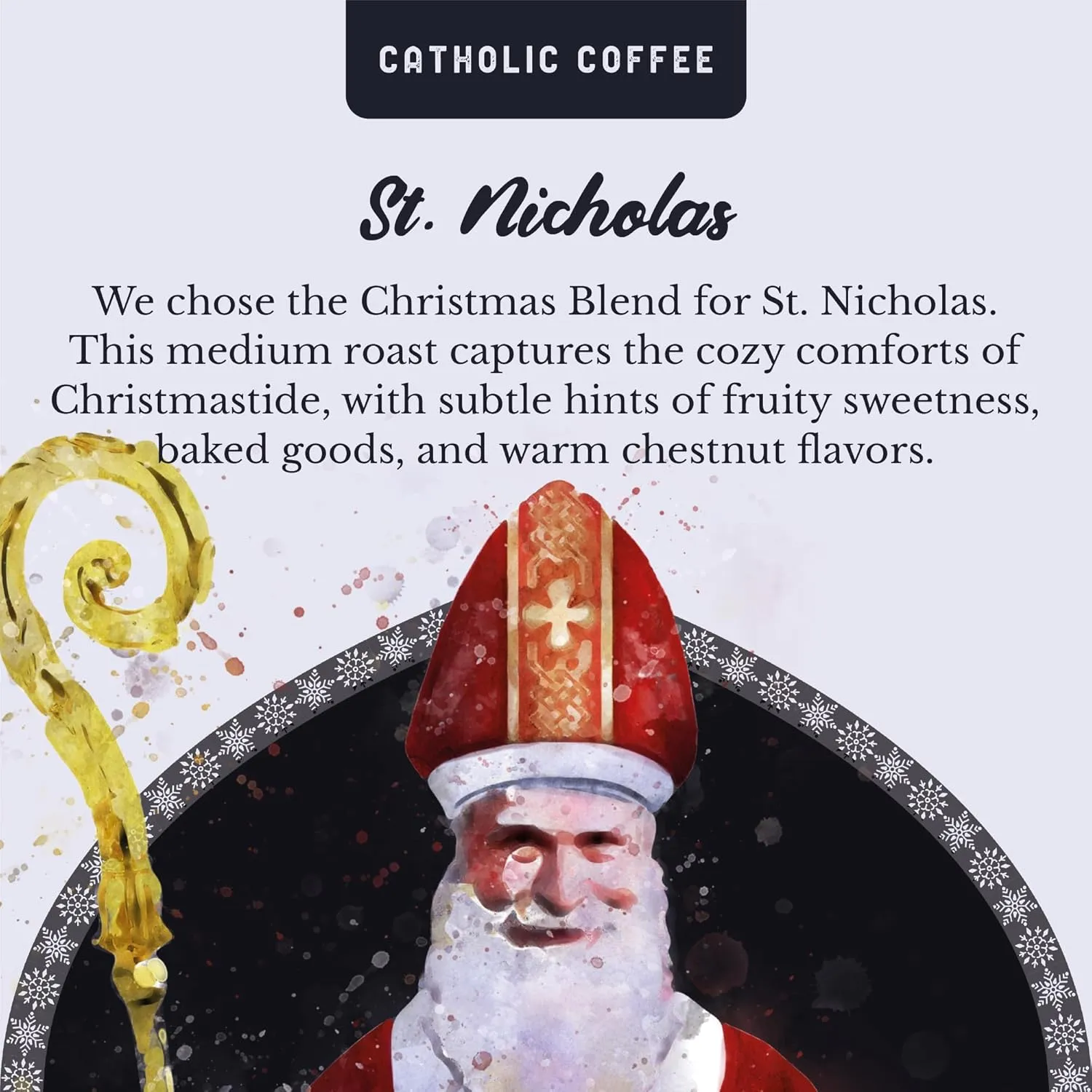 St. Nicholas Christmas Blend (Ground) 12 oz - Small-Batch Craft Coffee, Gift for Catholic Faithful & Coffee Lovers