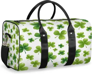 St Patricks Day Lucky Clover Travel Bag for Men Women, Gym Duffle Bags for Travel, Carry On Luggage Bag, Weekender Overnight Workout Bags