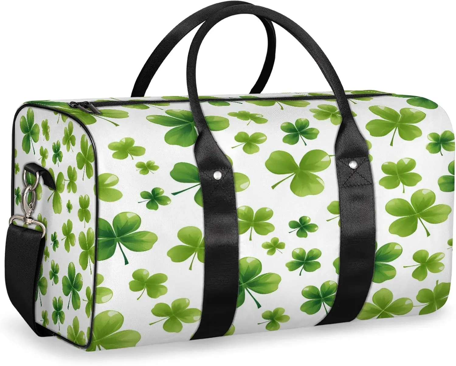 St Patricks Day Lucky Clover Travel Bag for Men Women, Gym Duffle Bags for Travel, Carry On Luggage Bag, Weekender Overnight Workout Bags