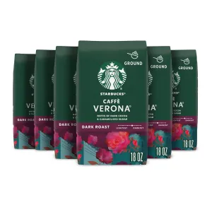 Starbucks Ground Coffee, Dark Roast Coffee, Caffè Verona, 100% Arabica, 6 bags (18 oz each)