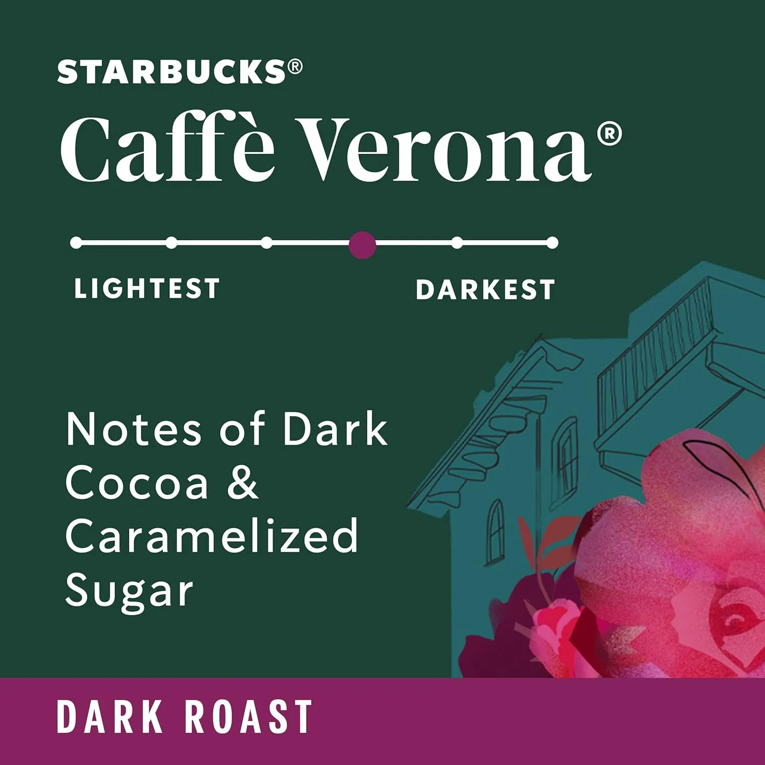Starbucks Whole Bean Coffee, Dark Roast Coffee, Caffè Verona, 100% Arabica, 6 bags (12 oz each)