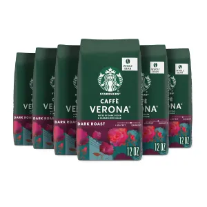 Starbucks Whole Bean Coffee, Dark Roast Coffee, Caffè Verona, 100% Arabica, 6 bags (12 oz each)