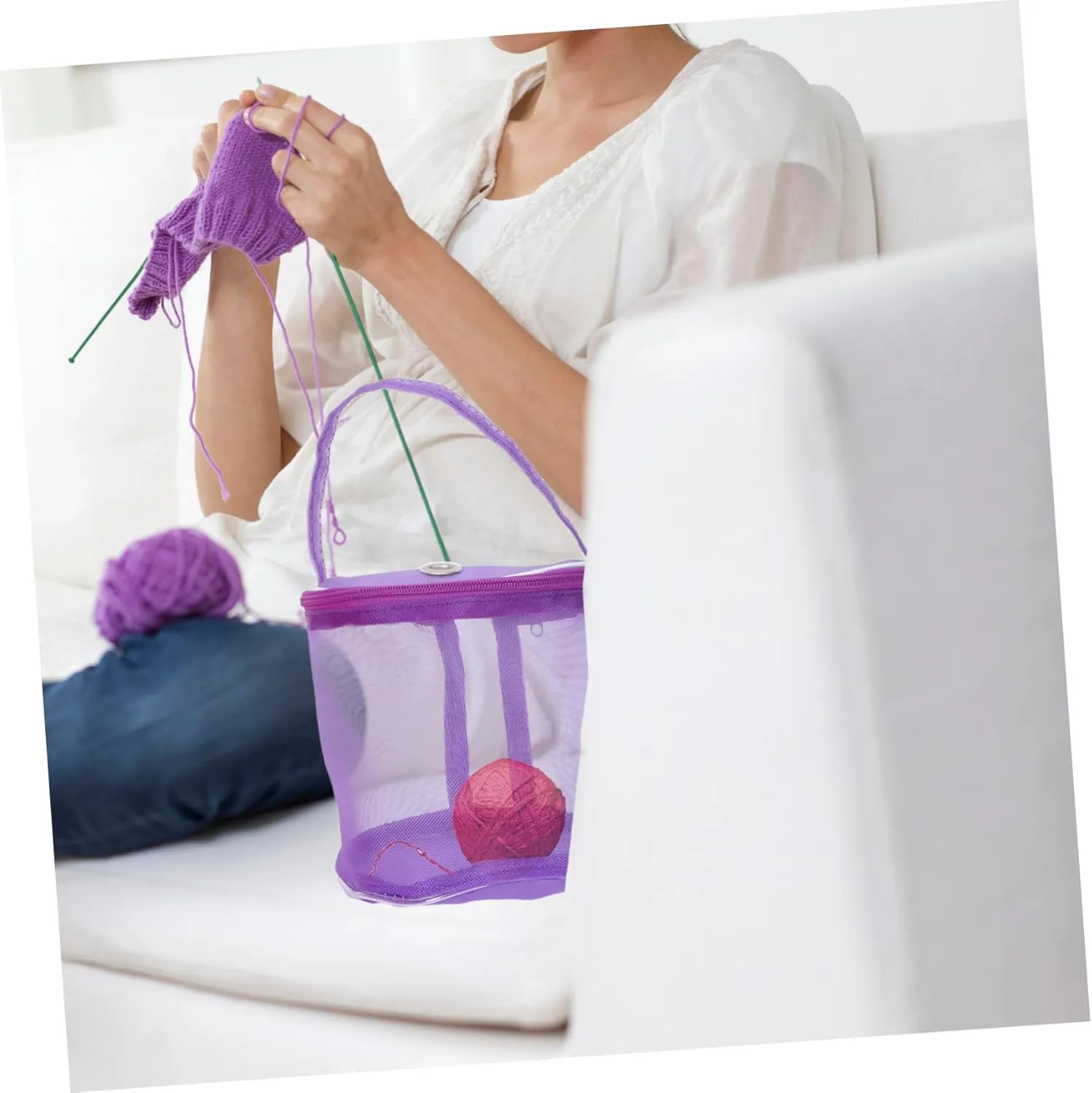 STOBOK 3sets Portable Yarn Balls Bag Woolen Yarn Bag Knitting Tool Storage Pouch Accessory for Crocheting 2pcs*3