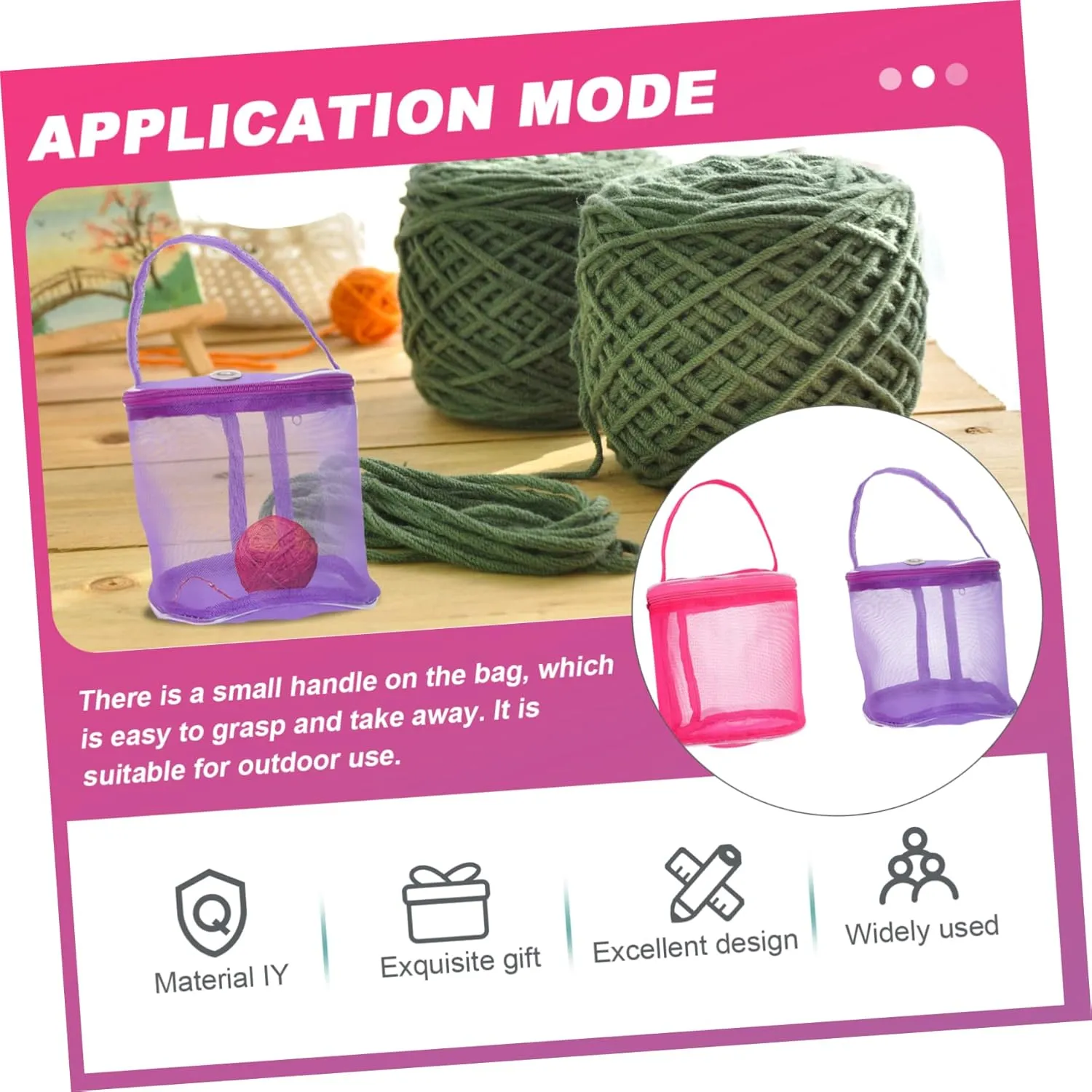 STOBOK 3sets Portable Yarn Balls Bag Woolen Yarn Bag Knitting Tool Storage Pouch Accessory for Crocheting 2pcs*3