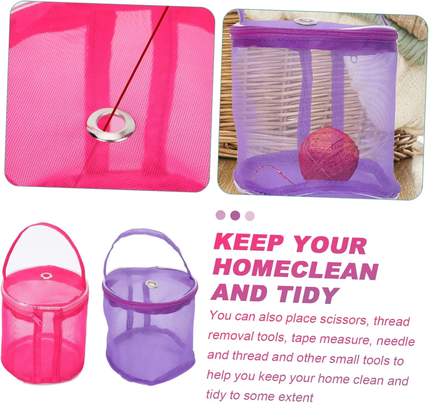 STOBOK 3sets Portable Yarn Balls Bag Woolen Yarn Bag Knitting Tool Storage Pouch Accessory for Crocheting 2pcs*3