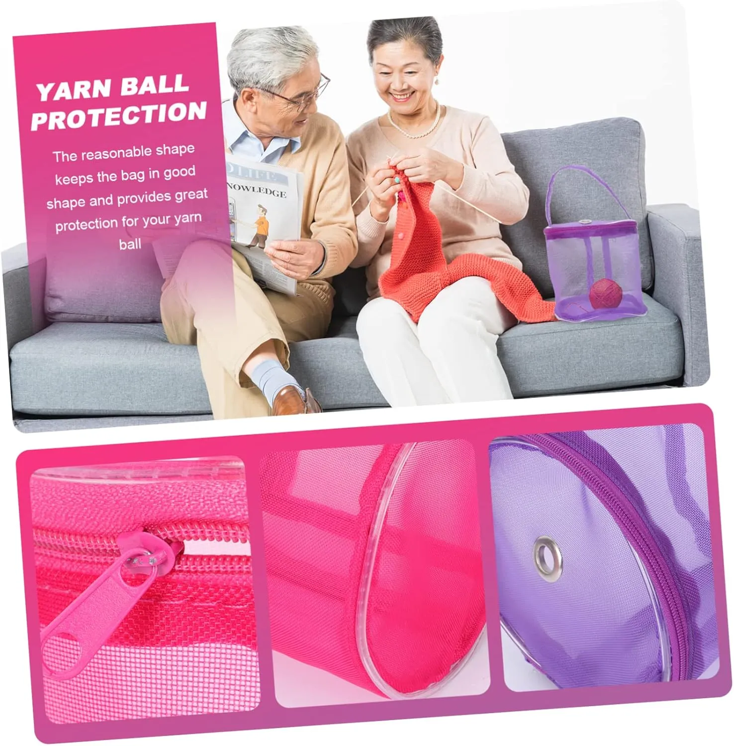 STOBOK 3sets Portable Yarn Balls Bag Woolen Yarn Bag Knitting Tool Storage Pouch Accessory for Crocheting 2pcs*3
