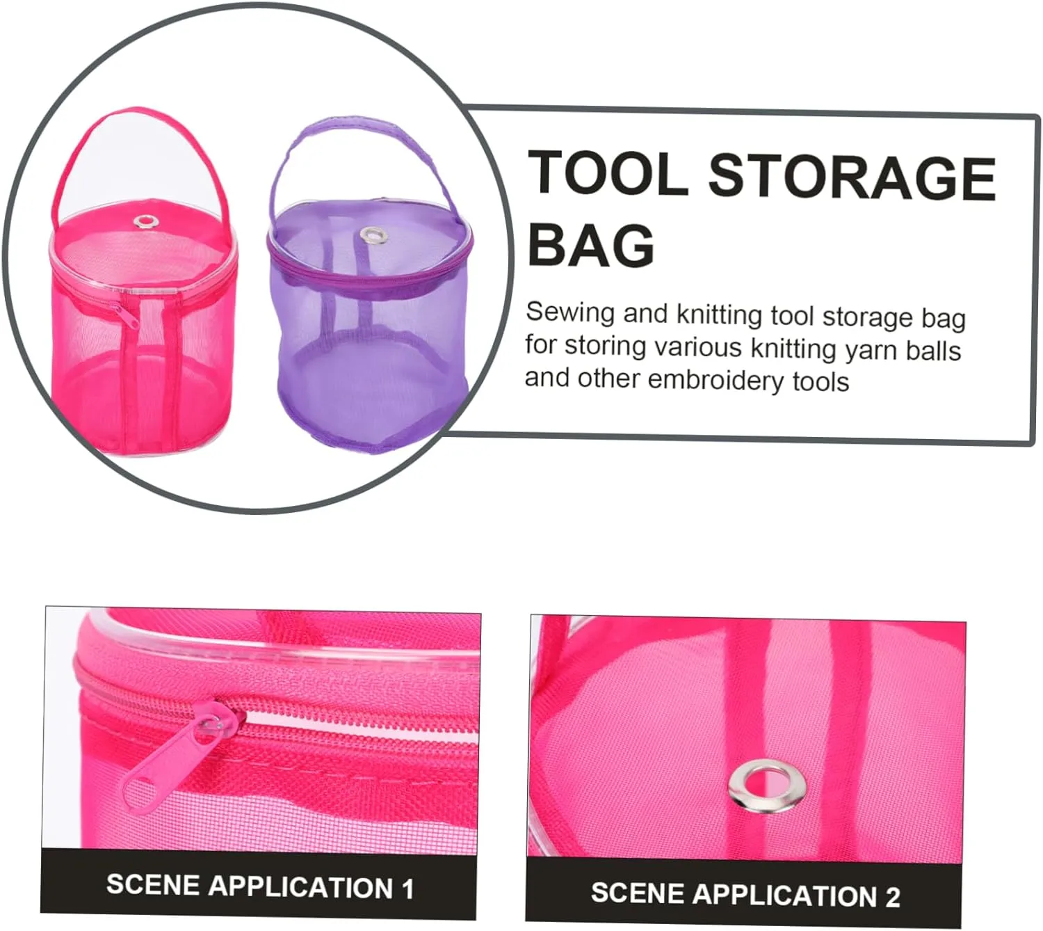 STOBOK 3sets Portable Yarn Balls Bag Woolen Yarn Bag Knitting Tool Storage Pouch Accessory for Crocheting 2pcs*3