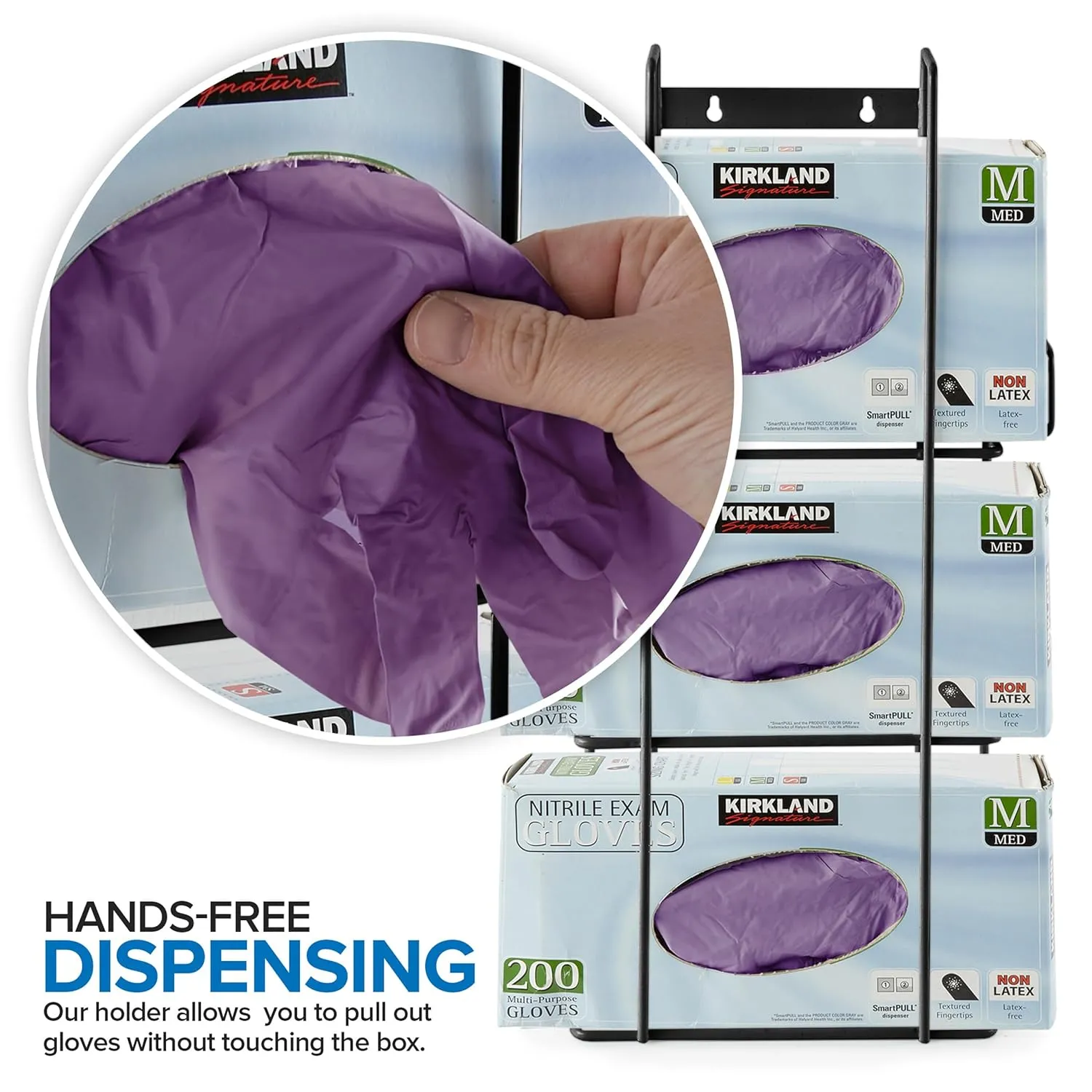 Stock Your Home (Black Metal Triple Gloves Dispenser Tissue Box Shelf, Glove Box Holder Wall Mount, For Kitchen, Cleaning Closet, Lab, Exam, Office