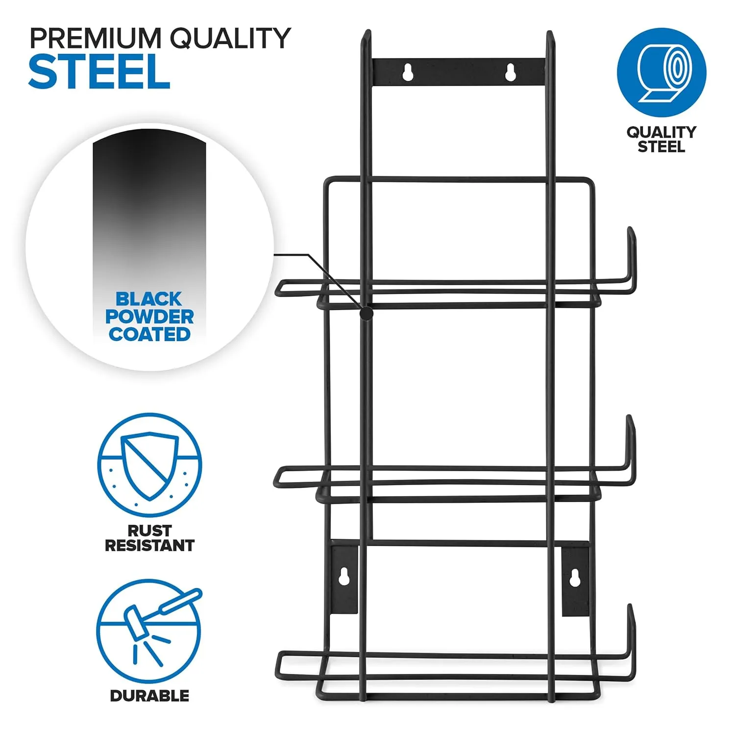 Stock Your Home (Black Metal Triple Gloves Dispenser Tissue Box Shelf, Glove Box Holder Wall Mount, For Kitchen, Cleaning Closet, Lab, Exam, Office