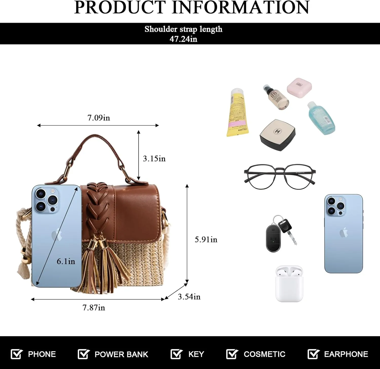 Straw Crossbody Bags for Women Summer Straw Clutch Bag Woven Beach Purse Vacation Handbags