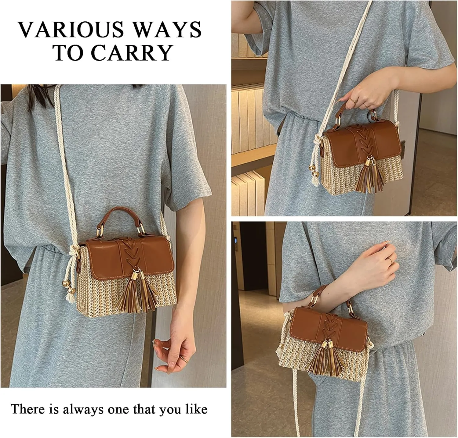 Straw Crossbody Bags for Women Summer Straw Clutch Bag Woven Beach Purse Vacation Handbags