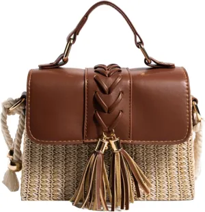 Straw Crossbody Bags for Women Summer Straw Clutch Bag Woven Beach Purse Vacation Handbags
