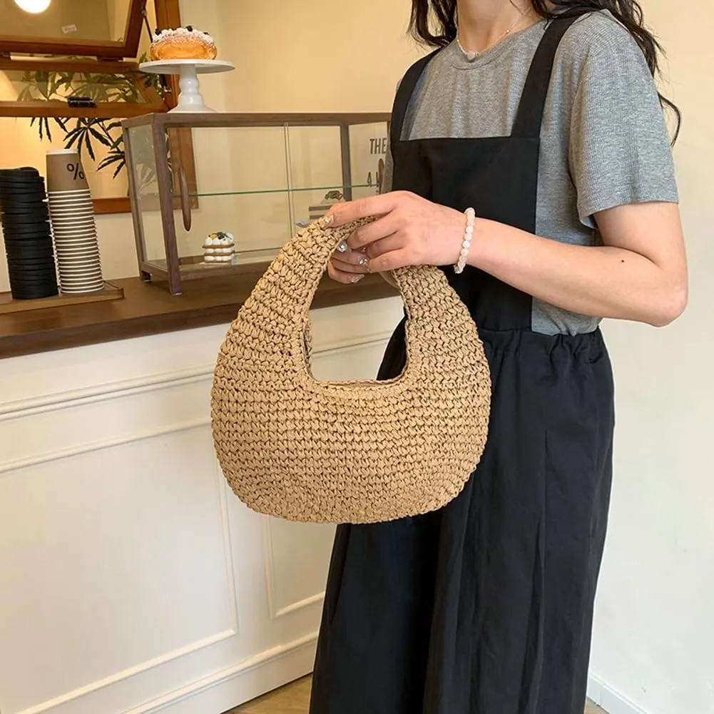 Straw Purses for Women Paper Straw Small Tote Bag Top-handle Bag Crossbody Shoulder Bags for Beach Summer Travel