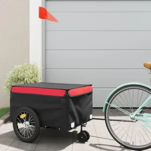 Sturdy Bike Trailer for Everyday Adventures, Transport Up to 99.2 lb, Easy-to-Connect and Includes Safety Flag, Black and Red
