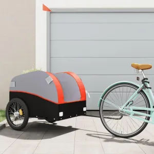 Sturdy Bike Trailer for Heavy Goods Transport, 99.2 lb Load Capacity, Black and Orange, Iron Construction