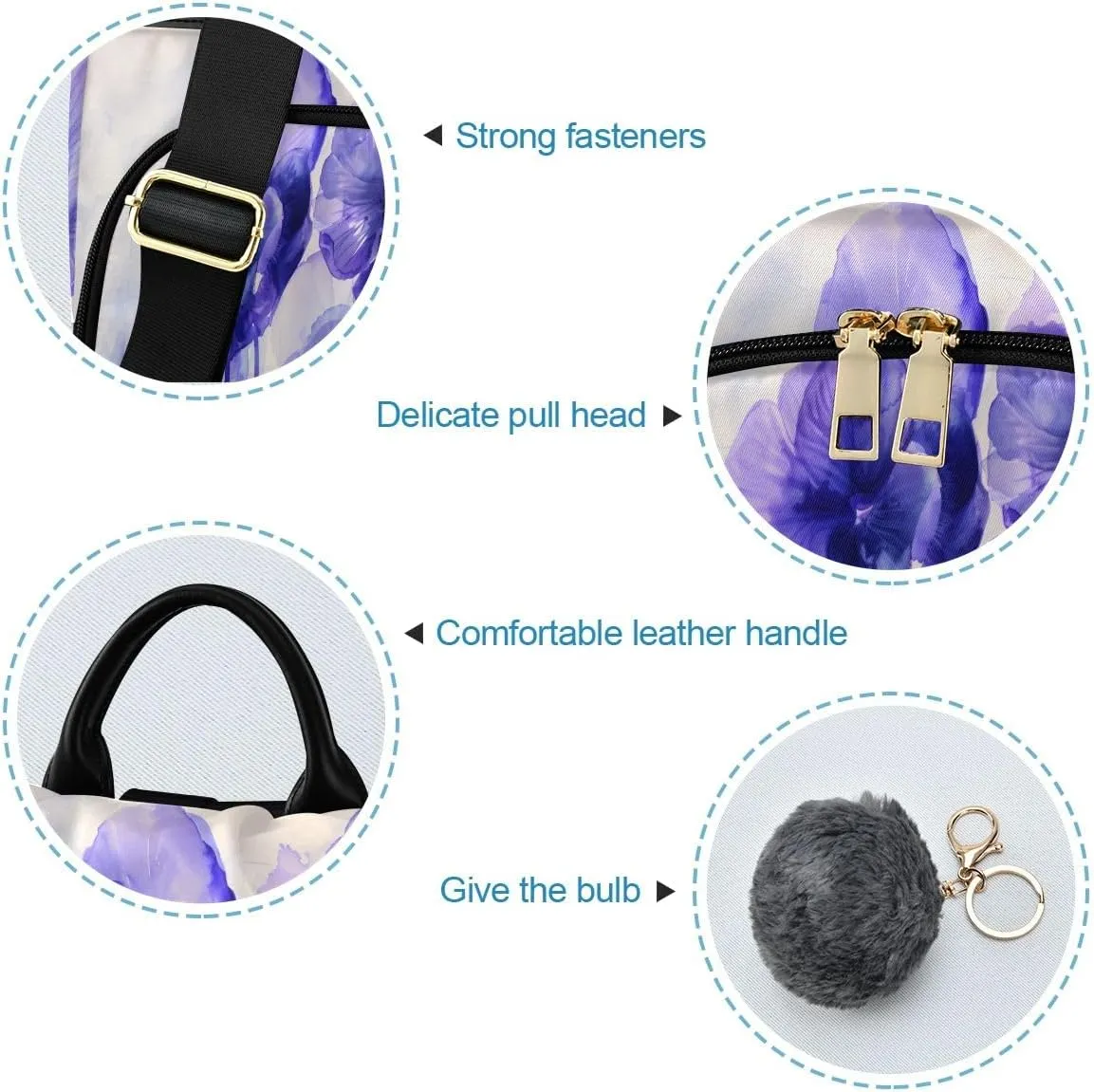 SUABO Purple and Blue Flowers Women Backpack Purse Anti-theft Casual Shoulder Bag Fashion Ladies Bags