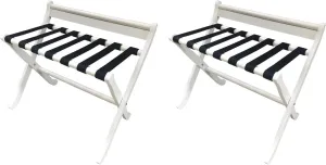 Suitcase Holder for Guest Room Set of 2 - Folding Hotel Specific Luggage Shelf, Solid Wood Travel Bag Organizer Floor Shelf Luggage Rack, for Home Bedroom Guest Room Hotel, 80X38X73cm ( Color : White