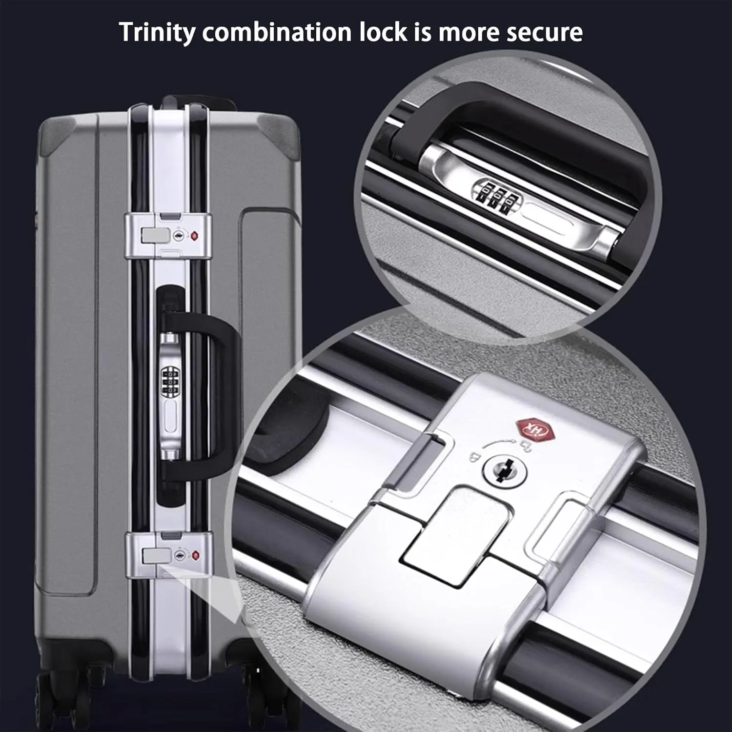 Suitcase Luggage with Spinner Wheels, Aluminum Frame Trolley Case, Dual Charging Ports, Combination Lock, 20in/22in/24in/26in Carry On,Black-20 in (Black 24 in)