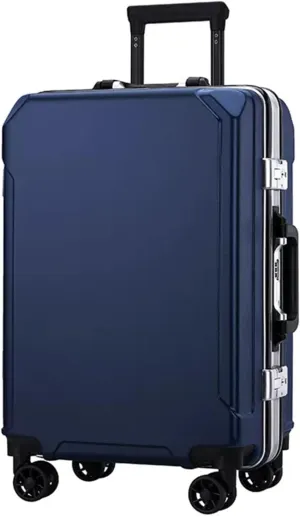 Suitcase Luggage with Spinner Wheels, Aluminum Frame Trolley Case, Dual Charging Ports, Combination Lock, 20in/22in/24in/26in Carry On,Black-20 in (Dark Blue 24 in)