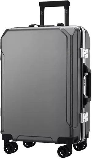 Suitcase Luggage with Spinner Wheels, Aluminum Frame Trolley Case, Dual Charging Ports, Combination Lock, 20in/22in/24in/26in Carry On,Black-20 in (Dark Gray 24 in)