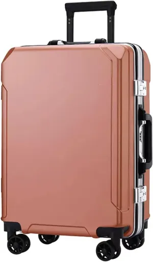 Suitcase Luggage with Spinner Wheels, Aluminum Frame Trolley Case, Dual Charging Ports, Combination Lock, 20in/22in/24in/26in Carry On,Black-20 in (Gold 24 in)