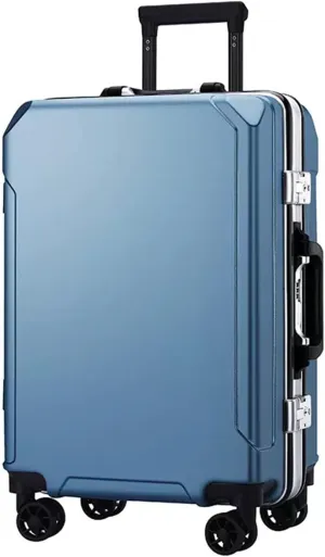 Suitcase Luggage with Spinner Wheels, Aluminum Frame Trolley Case, Dual Charging Ports, Combination Lock, 20in/22in/24in/26in Carry On,Black-20 in (Light Blue 24 in)