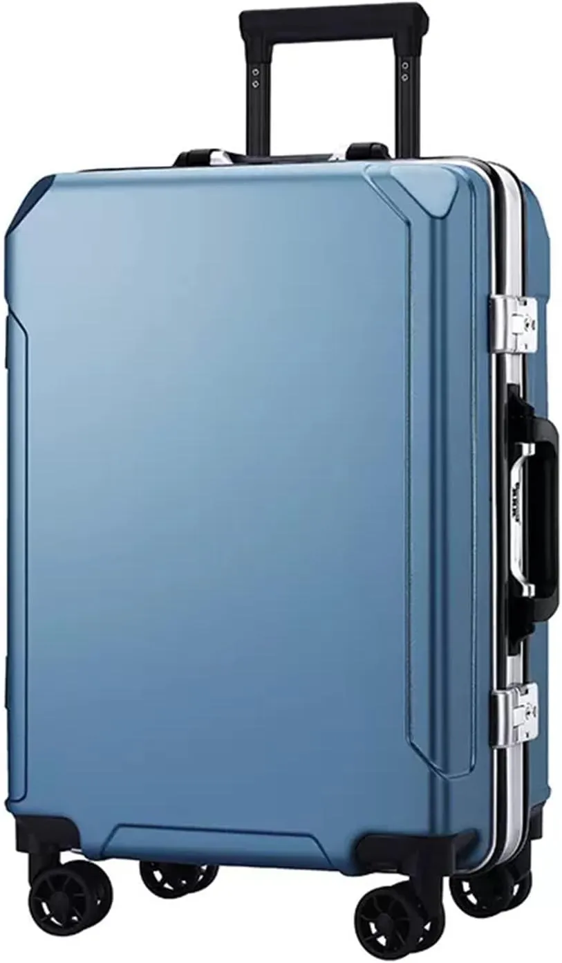 Suitcase Luggage with Spinner Wheels, Aluminum Frame Trolley Case, Dual Charging Ports, Combination Lock, 20in/22in/24in/26in Carry On,Black-20 in (Light Blue 24 in)