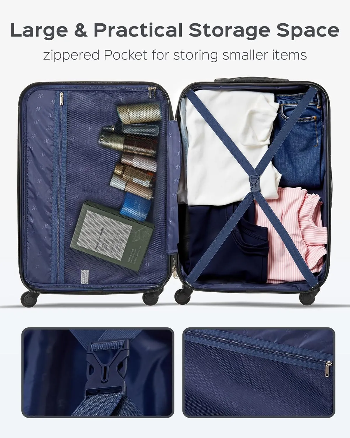 Suitour 2 Piece Luggage Sets,Hard Shell Carry on Luggage and Lightweight 27 inch Checked Luggage for Travel (19 in/27in)