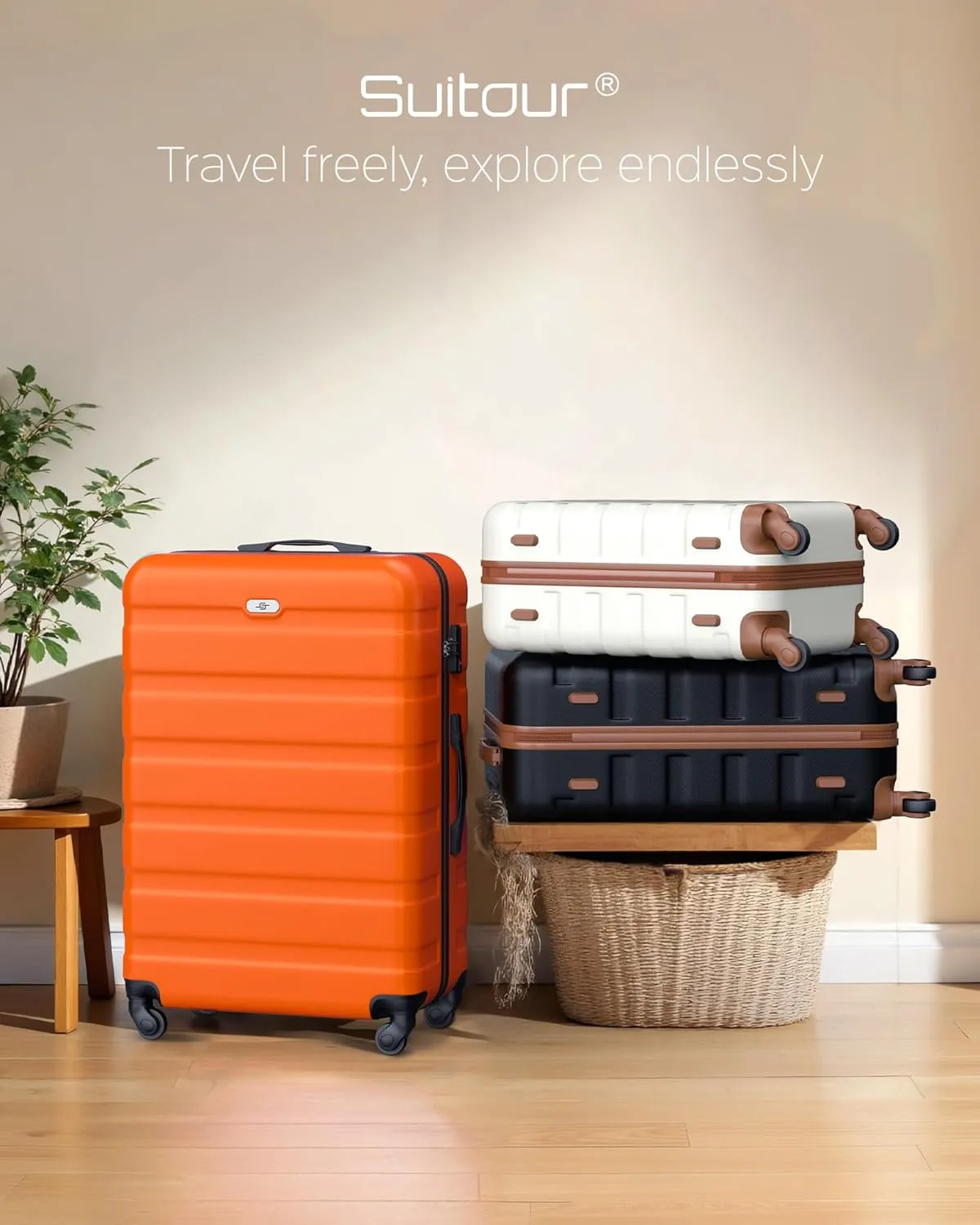 Suitour Luggage Sets 2 piece, Lightweigh Luggage Set with Spinner Wheels, 19/27 inch Travel Suitcase Set